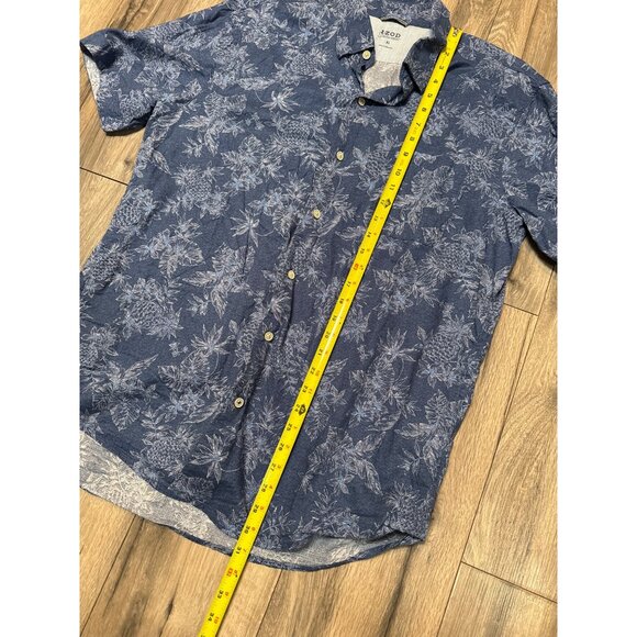 Izod Saltwater XL Mens All Over Pineapple SS Blue Hawaiian Button-Down Shirt 100 - Picture 6 of 10